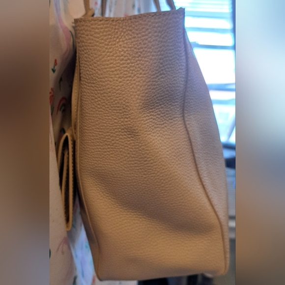 NWT Ted Baker Dixie Nude Pebble Leather Casual Neutral Tote Purse Set w/ Pouch - Picture 6 of 16